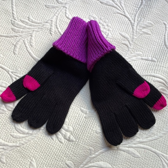 Y2K “Good Vibes” Beanie Hat & Gloves Embellished Music Notes - Black Pur… - Picture 5 of 10